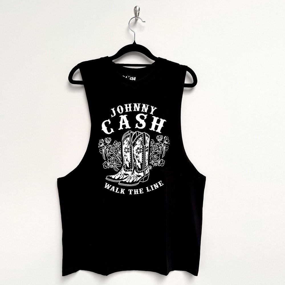 Johnny Cash - Walk The Line Boots Tanktop - Black
